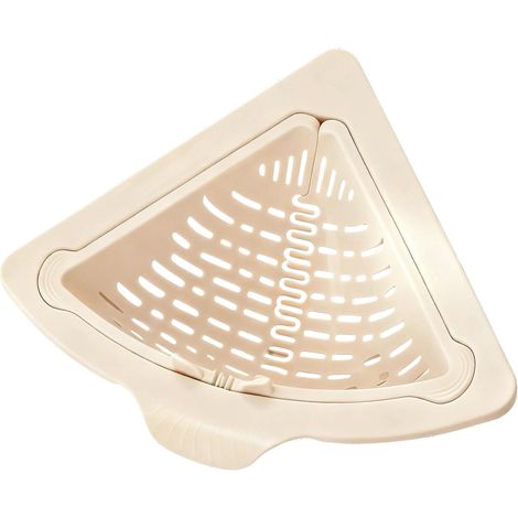 Égouttoir d'angle pour évier - Organisateur de cuisine en silicone à vidange automatique, panier filtre multifonctionnel, récupérateur de déchets pour épluchures de fruits et légumes, outil de nettoya (1/5)