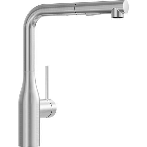 Miscelatore da cucina CECIPA con doccetta estraibile, 2 getti, girevole a 360°, 2 modalità di getto, acciaio inox spazzolato. (1/5)