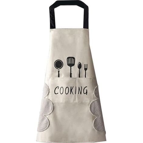 Tablier de cuisine pour femme avec poches pour essuyer les mains, grande poche, essuyage à la main, imperméable pour la cuisine et la pâtisserie (1/5)