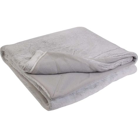 Plaid Ultra Doux 140x200cm Imitation Fourrure Grise (1/3)