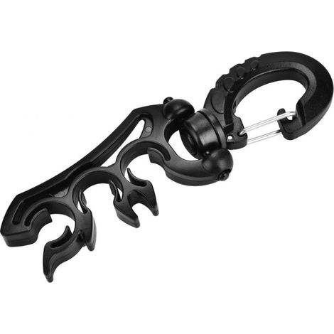 Clip für Tauchschlauchhalter, Halten Sie den Tauchschlauchhalter aus Kunststoff, doppelter BCD-Schlauchhalter mit Clip-Schnallenhaken, Schwarz/Gelb/Blau (1/4)