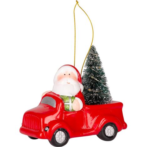 Weihnachtsdekoration MagicHome, Weihnachtsmann im Auto, LED, Terrakotta, 12,5x6x11,8 cm (1/4)