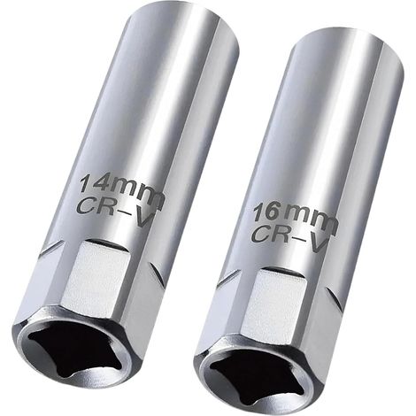 2 pièces Anneau magnétique Clé à bougie 14 mm et Clé à bougie 16 mm, douilles de bougie, clés de bougie, pour voitures, camions, motos, 2 tailles (1/5)