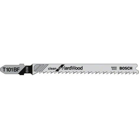 Bosch – Lame de scie sauteuse T 101 BF – Lot de 5 – Bi-métal pour bois dur et agglomérés 3-30 mm – Denture rectifiée pour coupe nette
