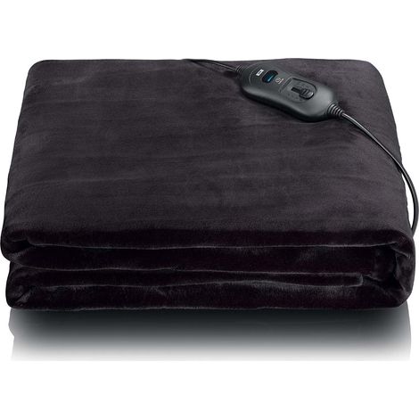 Coperta riscaldante elettrica 180x130cm, 120W, flanella nera