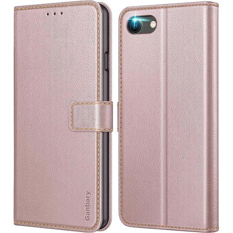 Leder Handyhülle iPhone SE 2022 SE 2020 7 8 Roségold (1/5)