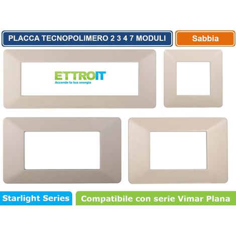 Placca compatibile Vimar Plana 4 moduli plastica colore sabbia Ettroit EV83409