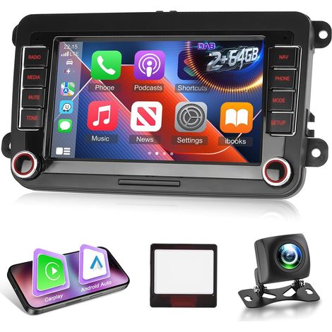 Autoradio 2 + 64G Dab/Dab+ pour b6 b7 Golf 5 6 Jetta T5 EOS Polo Touran Seat Sharan - Support sans Fil Carplay (1/5)