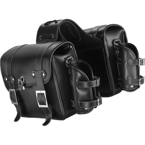 Sac à outils de moto de style rétro, sacoche de selle imperméable en cuir avec poches latérales de voyage (1/5)