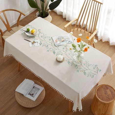 Nappe rectangulaire légère et luxueuse à motif diamant, en PVC imperméable et oléofuge, lavable, idéale pour les tables basses. (1/5)