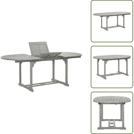 Table de jardin Gris 200x100x75 cm Bois d'acacia massif - Table De Jardin - Table Extérieure - Acacia Massif - Table Extensible - Mobilier De Jardin