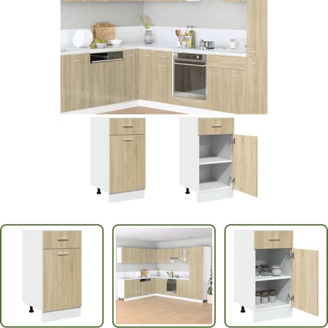 Küchenmöbel - Schubunterschrank Lyon Sonoma-Eiche 40x46x81,5 cm Holzwerkstoff (1/5)