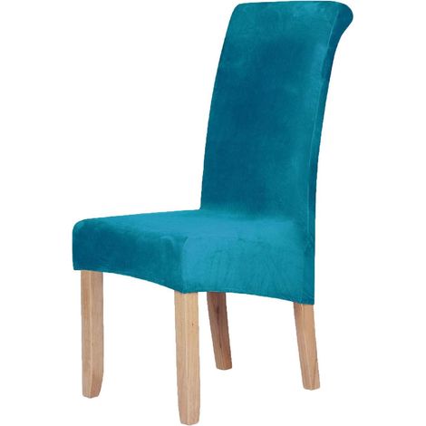 Fuloon Housses de chaise extensibles amovibles lavables. Protection de sièges pour hôtel, salle à manger, cérémonie, banquet, fête de mariage, bleu paon, 2PCS(38x39x60x90cm) (1/3)