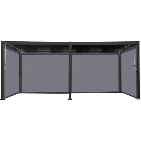 sweeek - Pergola mit Lamellendach Triomphe 3x6m + 4 Markisen 3m