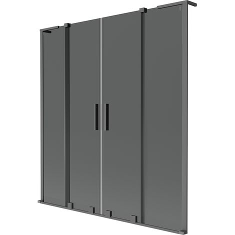 Mexen Velar L Duo Badewannenfaltwand, 2-flügelig, verschiebbar, 140 x 150 cm, Grafit, Gun Metal - 896-140-003-42-95 (1/2)