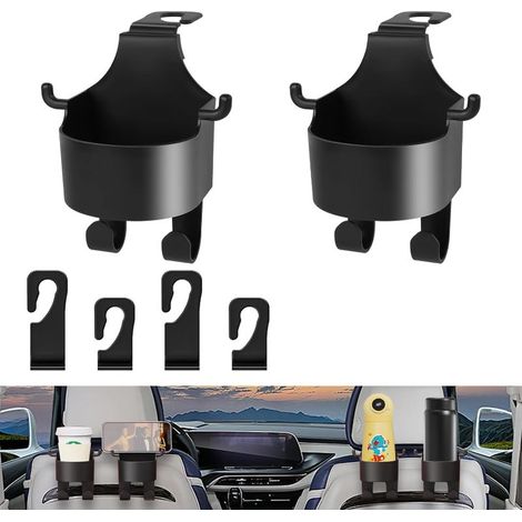 Porte Gobelet Voiture, 2pcs Porte-gobelet de Siège de Voiture avec 2 Crochets de Siège, Diamètre Universel, Réglable Porte-gobelet/Boisson de Voiture, pour cendrier de Voiture (1/5)