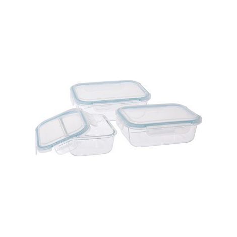 Frischhaltedose aus Glas für Lebensmittel, mit Deckeln, 3 Stück im Set (1/2)