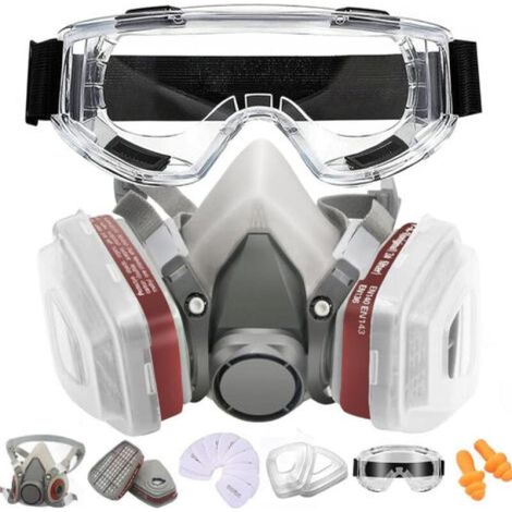 FLITI Schutzmaske mit A1P2-Filter, Staub- und Gasschutz, mit Schutzbrille, wiederverwendbare Atemschutzmaske zum Lackieren, Schleifen und Sprühen, Komplettset mit Ersatzfiltern (1/4)