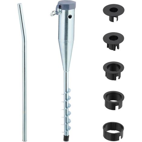 Douille de sol pour parasol et séchoir Fixation à visser pour mâts de 25-55 mm Acier robuste Couvercle de protection inclus (1/5)