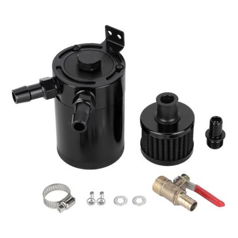 Universeller Ölrückgewinnungstank aus Aluminiumlegierung mit 2-Port-Zubehörset (schwarz) (1/5)