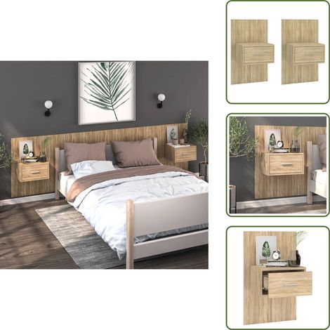 Comodino da parete - vidaXL Comodini a Muro 2 pz Rovere Sonoma - Armadio da parete