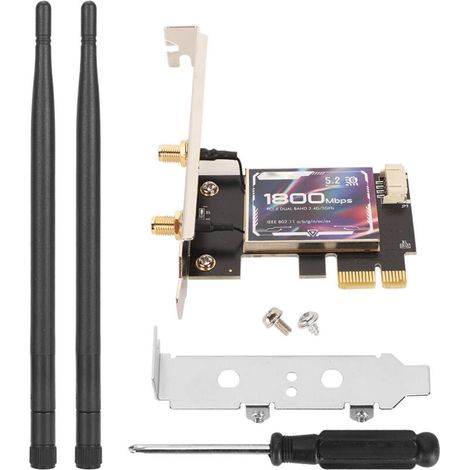 Carte WiFi 6 AX1800 PCIe avec Bluetooth 5.2, Double Antenne 6dBi pour Réseau Ultra Rapide et Faible Latence (1/5)