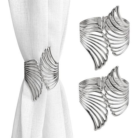 Set di 2 mollette decorative per tende in lega di zinco (argento) (1/5)
