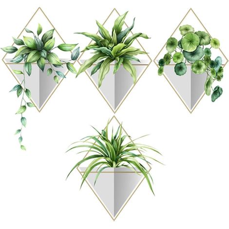 Stickers Muraux Faciles à Coller et Amovibles en Pot Pvc Plantes Vertes Décoration Murale Naturelle et Fraîche pour Salon et Couloir (1/5)