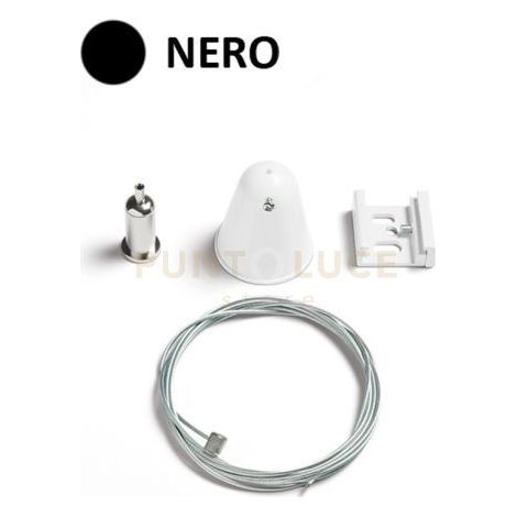 Kit sospensione binario colore nero e blocca cavo a soffitto 200cm