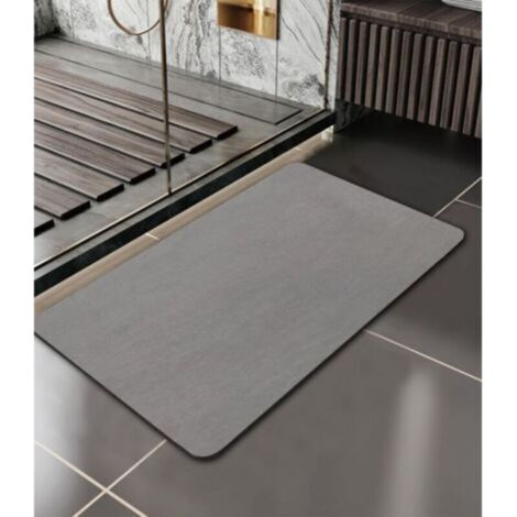 Ineasicer Tapis de Bain Antidérapant, 40X60cm Tapis de Bain, Absorbant Tapis Douche Diatomite, Microfibre Absorbant Tapis Vaisselle, Tapis À Séchage Rapide, Gris