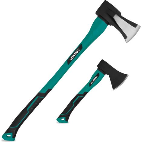 Vonroc – Hache à fendre 79 cm – Hache à main 35 cm – Manche en fibre de verre renforcé – Tête en acier trempé pour fendage rapide