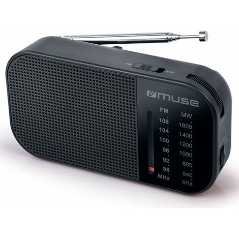 Muse m-025 r schwarz analoges am/fm tragbares Radio mit eingebautem Lautsprecher