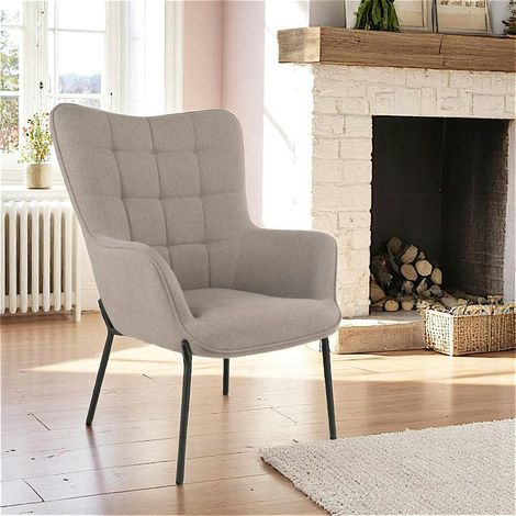 Fauteuil gris minéral moderne avec piqures BERLIN (1/5)