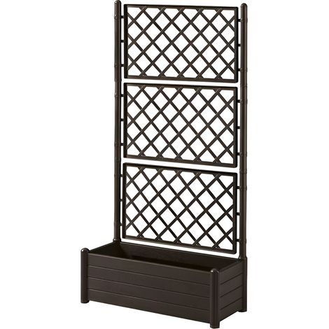 Fioriera Moka con vaso cm 100x43 e Spalliera Grigliata separe' alta cm 195  graticola rampicante per piante e fiori per Esterni Giardini Terrazze separatore marrone ambienti locali commerciali