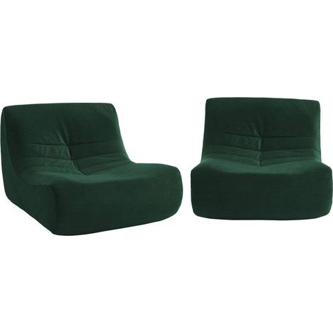 sweeek - 2er-Set Sessel ohne Armlehne mit wasserabweisendem Samtbezug, Samt, Grün