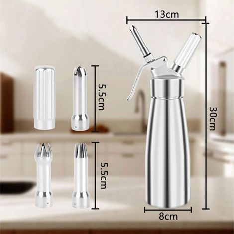 Siphon Chantilly - - 500ml - 3 Douilles Inox - Aluminium - Facile à Nettoyer (1/5)