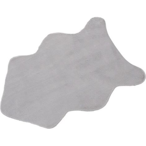 Tapis descente de lit - JUANIO - 90 x 60 cm - Microfibre 100% polyester - Gris - Doux et chaud (1/2)