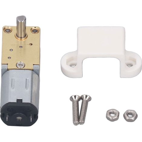 Moteur à engrenages CC 12 V avec base fixe, arbre unique, balais, moteur réducteur de vitesse à engrenage à vis sans fin à torsion élevée, 7,5 mm, 16 tr/min (rapport de réduction 1:1016) (1/5)