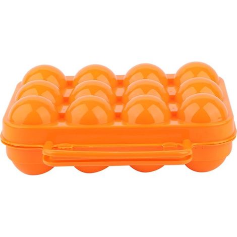 Plateau to eggs in plastic double face, storage box, conteneur with handle for 12 eggs (orange) (1/5)