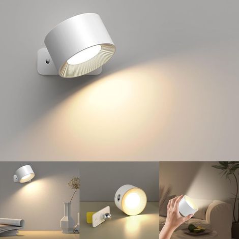 Applique murale intérieure LED chargement USB 3 couleurs 3 niveaux rotation 360° tactile (1/5)