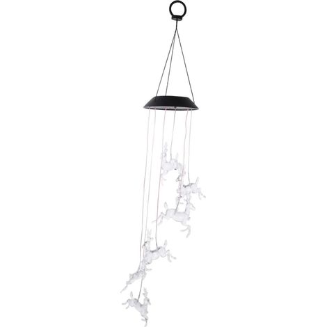 Lampe à Carillon Solaire Colorée D’Élan de Noël Lampe Suspendue Décorative pour Jardin Ornement de Fête Extérieur Multicolore Éclairage LED Festive (1/5)