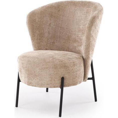 Fauteuil tissu beige et pied en métal noir TOBBY (1/5)