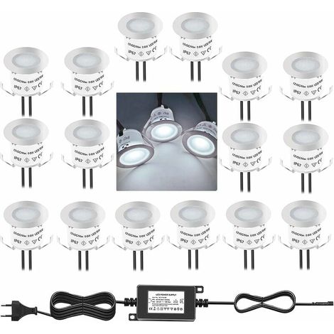 Kaelt - Lot de 10 Mini Spot LED Encastrable Extérieur, IP67 Étanche, Lumière Blanc du Jour 4500K, Lampe de sol 32MM 0.6W DC12V pour Chemin Terrasse Bois Piscine Escalier (1/5)