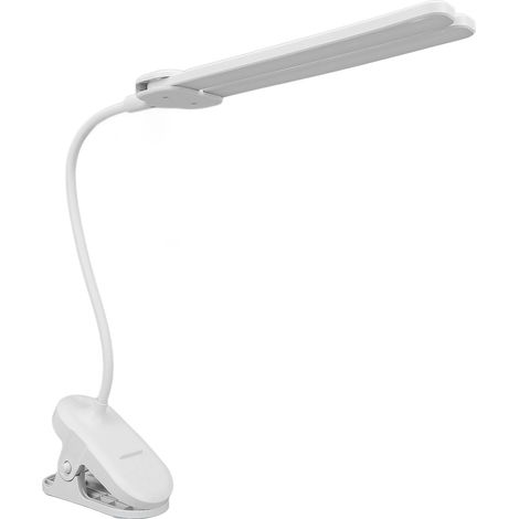 Lampe de bureau LED à double tête avec pince, batterie 4000 mAh, 3 modes d'éclairage, lumière vive pour protéger les yeux, idéale pour le travail et les études. (1/5)
