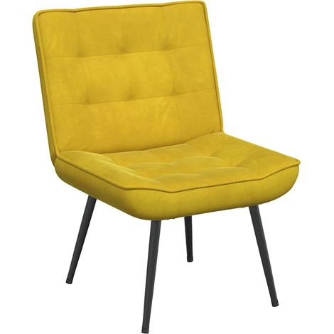 Chaise de relaxation jaune 64x74x84 cm velours (1/5)