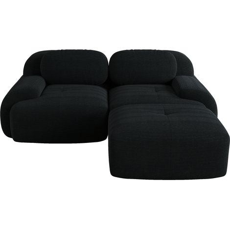 Modulares Ecksofa aus schwarzem Cord 208x178x70 cm, ohne Montage (1/5)