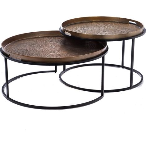 Amadeus - Lot de 2 tables basses rondes en aluminium Ø67 cm (1/2)