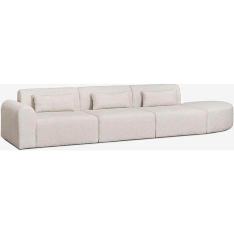 Divano componibile angolare sinistro in 3 pezzi con pouf triangolare in shearling Borjan SKLUM            