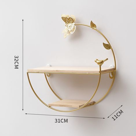 Dekorative wandmontierte Regale ohne Bohren, leichter Luxus-Stil für Wohnzimmer, Sofa-Hintergrund-Dekoration, goldenes Schmetterlingsmodell-lsw