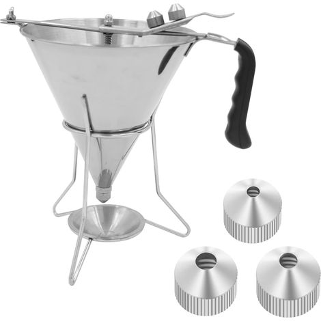 Distributeur De Pate - Entonnoir A Piston En Acier Inoxydable - 197 X 210 Mm - 3 Buses 4 5 6 Mm - Capacite 1 9 L - Pour Patisserie Et Cuisson (1/5)